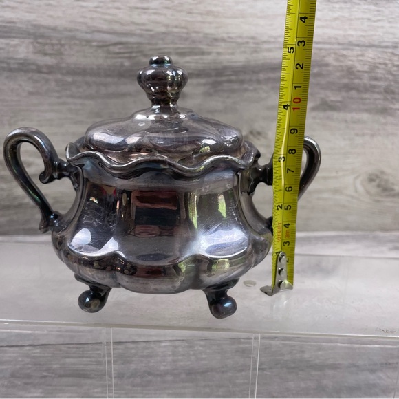 Vintage WMF Silver Plated Porcelain Footed Sugar Bowl 5” Tall - Picture 8 of 8